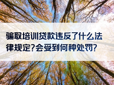 骗取培训贷款违反了什么法律规定？会受到何种处罚？