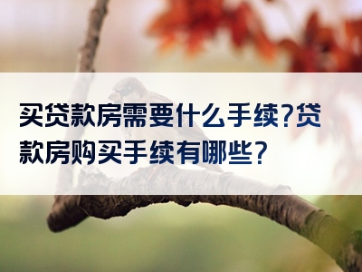 买贷款房需要什么手续？贷款房购买手续有哪些？