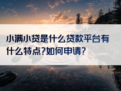 小满小贷是什么贷款平台有什么特点？如何申请？