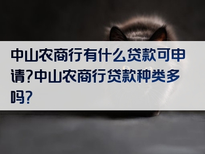 中山农商行有什么贷款可申请？中山农商行贷款种类多吗？