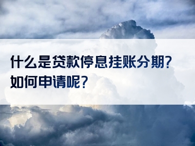 什么是贷款停息挂账分期？如何申请呢？