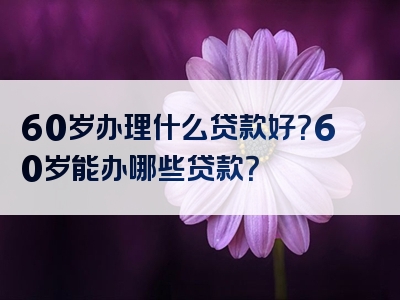 60岁办理什么贷款好？60岁能办哪些贷款？