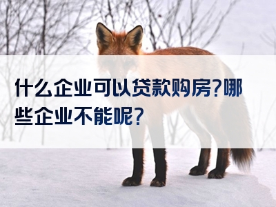 什么企业可以贷款购房？哪些企业不能呢？