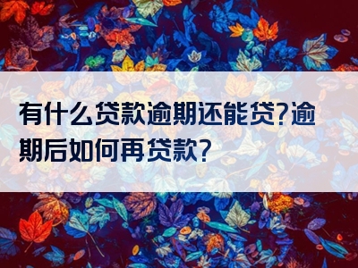 有什么贷款逾期还能贷？逾期后如何再贷款？