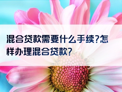 混合贷款需要什么手续？怎样办理混合贷款？