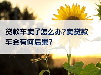 贷款车卖了怎么办？卖贷款车会有何后果？