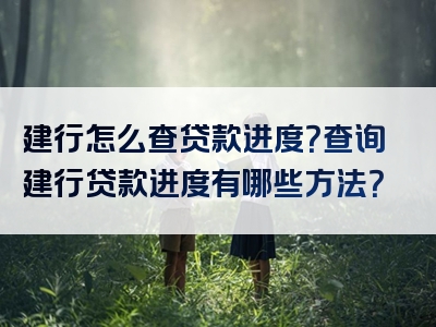 建行怎么查贷款进度？查询建行贷款进度有哪些方法？