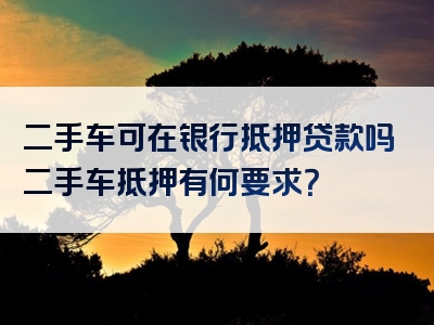 二手车可在银行抵押贷款吗二手车抵押有何要求？