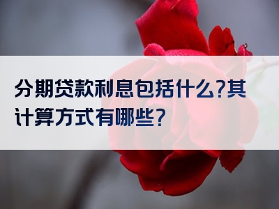 分期贷款利息包括什么？其计算方式有哪些？