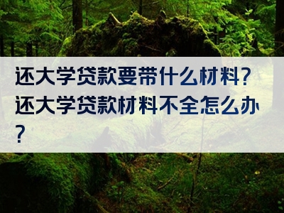 还大学贷款要带什么材料？还大学贷款材料不全怎么办？