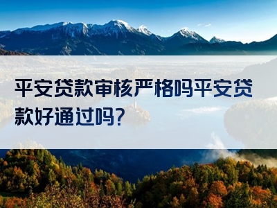 平安贷款审核严格吗平安贷款好通过吗？