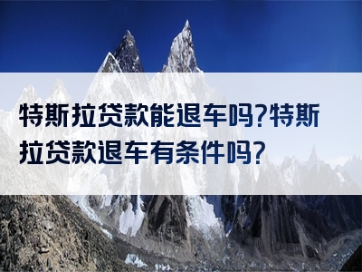 特斯拉贷款能退车吗？特斯拉贷款退车有条件吗？