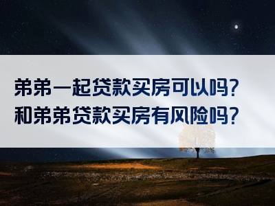 弟弟一起贷款买房可以吗？和弟弟贷款买房有风险吗？