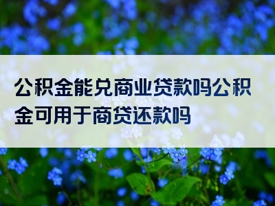 公积金能兑商业贷款吗公积金可用于商贷还款吗