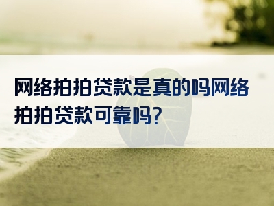 网络拍拍贷款是真的吗网络拍拍贷款可靠吗？