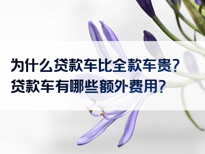 为什么贷款车比全款车贵？贷款车有哪些额外费用？