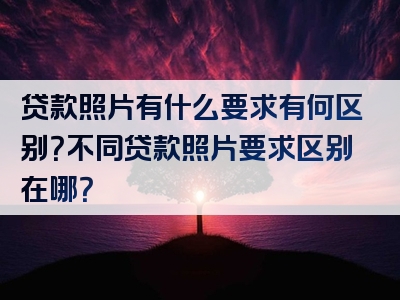 贷款照片有什么要求有何区别？不同贷款照片要求区别在哪？