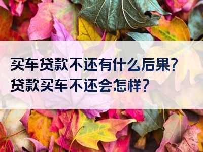 买车贷款不还有什么后果？贷款买车不还会怎样？