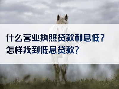 什么营业执照贷款利息低？怎样找到低息贷款？