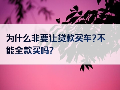 为什么非要让贷款买车？不能全款买吗？