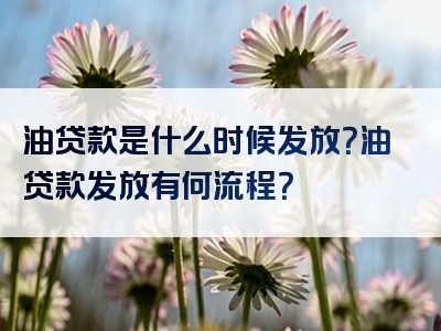 油贷款是什么时候发放？油贷款发放有何流程？