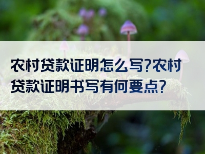 农村贷款证明怎么写？农村贷款证明书写有何要点？