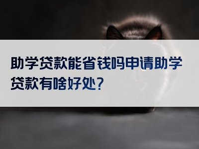 助学贷款能省钱吗申请助学贷款有啥好处？