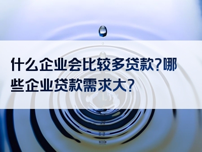 什么企业会比较多贷款？哪些企业贷款需求大？