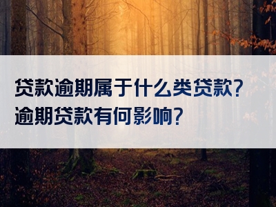 贷款逾期属于什么类贷款？逾期贷款有何影响？