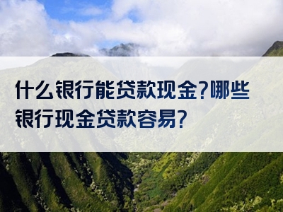 什么银行能贷款现金？哪些银行现金贷款容易？