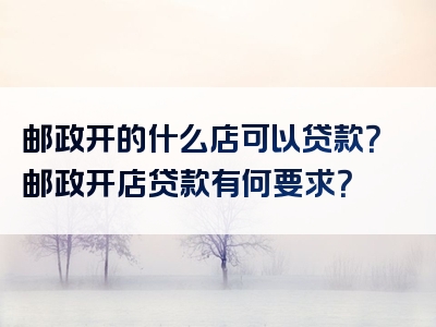 邮政开的什么店可以贷款？邮政开店贷款有何要求？