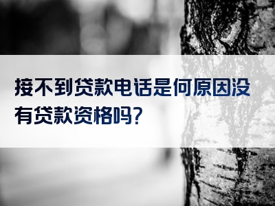 接不到贷款电话是何原因没有贷款资格吗？