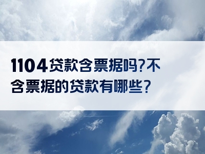 1104贷款含票据吗？不含票据的贷款有哪些？