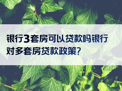 银行3套房可以贷款吗银行对多套房贷款政策？