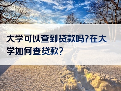 大学可以查到贷款吗？在大学如何查贷款？