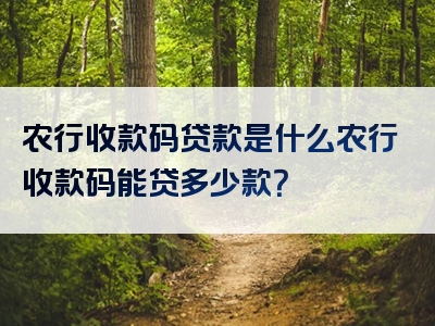 农行收款码贷款是什么农行收款码能贷多少款？