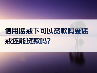 信用惩戒下可以贷款吗受惩戒还能贷款吗？