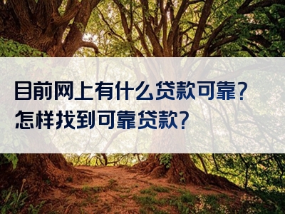 目前网上有什么贷款可靠？怎样找到可靠贷款？