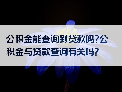 公积金能查询到贷款吗？公积金与贷款查询有关吗？