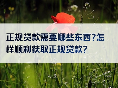 正规贷款需要哪些东西？怎样顺利获取正规贷款？