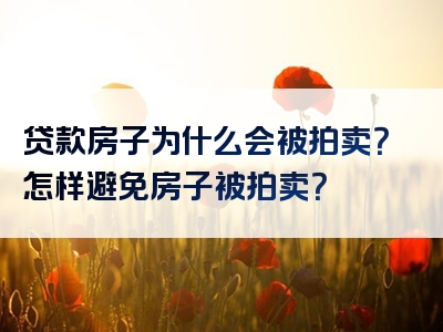 贷款房子为什么会被拍卖？怎样避免房子被拍卖？