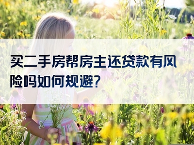 买二手房帮房主还贷款有风险吗如何规避？