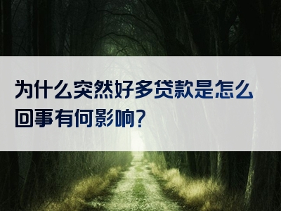 为什么突然好多贷款是怎么回事有何影响？