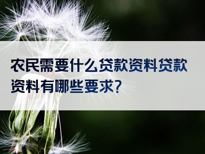 农民需要什么贷款资料贷款资料有哪些要求？