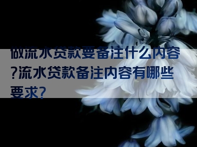 做流水贷款要备注什么内容？流水贷款备注内容有哪些要求？