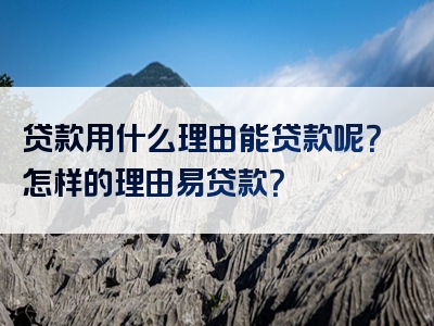 贷款用什么理由能贷款呢？怎样的理由易贷款？