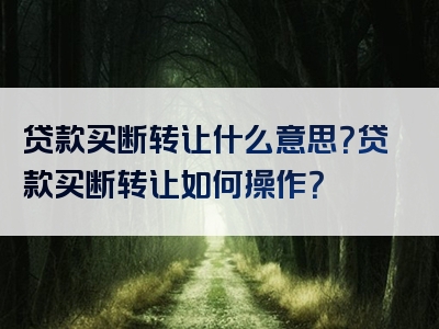 贷款买断转让什么意思？贷款买断转让如何操作？