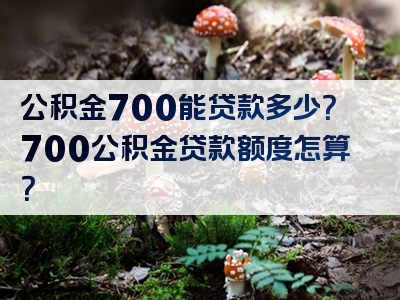 公积金700能贷款多少？700公积金贷款额度怎算？