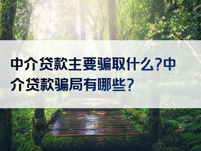 中介贷款主要骗取什么？中介贷款骗局有哪些？