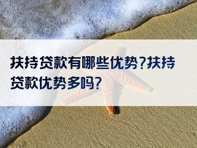 扶持贷款有哪些优势？扶持贷款优势多吗？